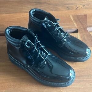 Rocky Chukka Boots Mens 8.5 High Gloss Black Procell Oil Resistant comfort systm